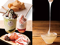 厳選素材の生わらび餅のほか、ラテやクレープなどバリエーションも豊富。