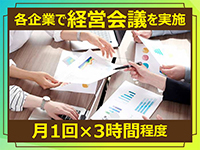 各企業の経営会議は月1回、3時間程度。専業の場合は月10件程度が目標です。