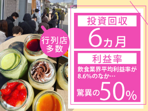 1日5時間のみで年収1000万円も。利益率が高いからこそ半年で投資回収可能 ※10坪の店