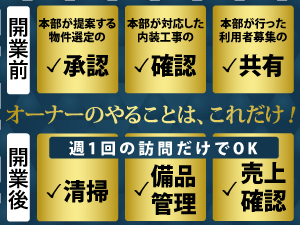 【週1回の訪問で副業に最適】物件、内装、集客も本部任せで手間なく続けられます。