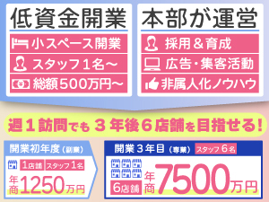 【低資金×低コストなサロン経営を実現】採用＆育成＆集客は本部にお任せください！