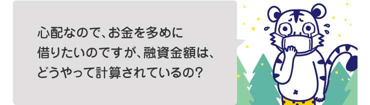 心配なので、お金を多めに借りたいのですが、融資金額は、どうやって計算されているの？